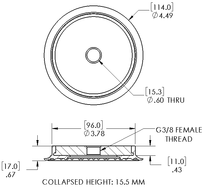 VacMotion product 0811013A 110mm flat NBR vacuum cup with G3/8
