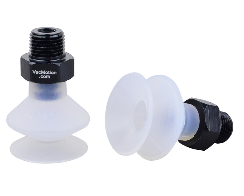 VacMotion product: SB25-SIT-18M - 23.5mm single bellows FDA Silicone  suction cup with 1/8 male NPT fitting